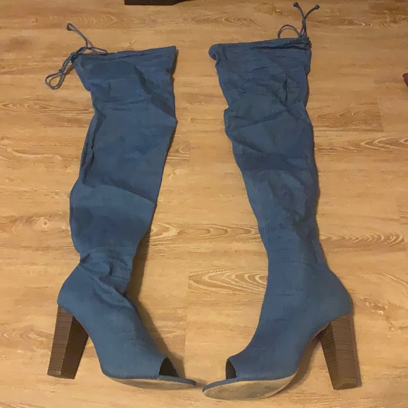 Shoes - Used Denim Blue Over Knee Boots Size 10